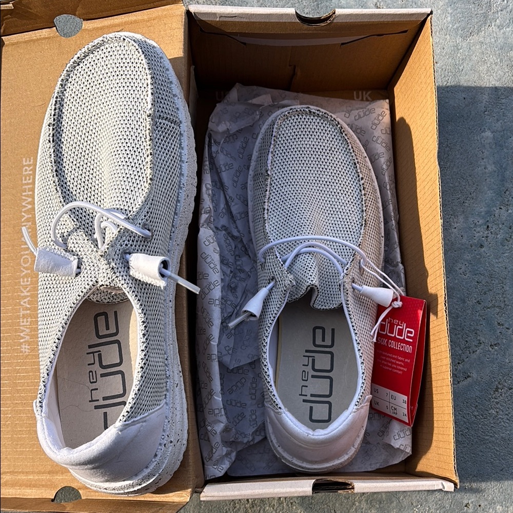 Hey Dude White and Gray Sneakers brand new